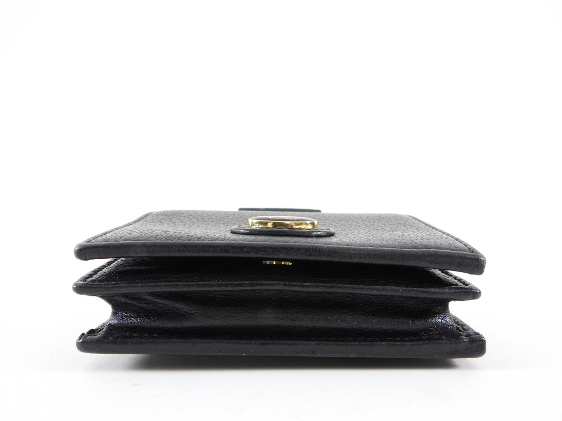 Gucci Black Leather Mini Compact Wallet on Chain