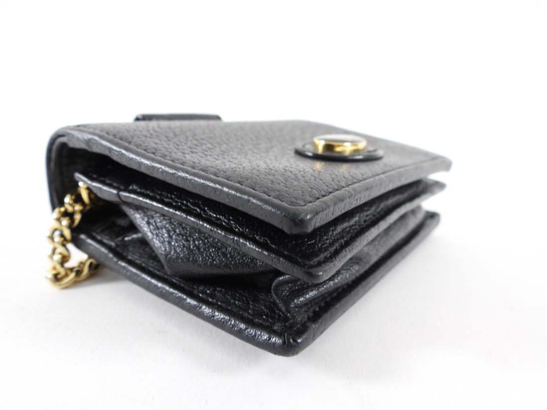 Gucci Black Leather Mini Compact Wallet on Chain