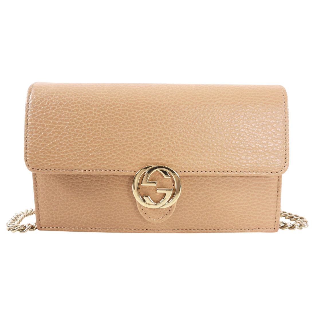 Gucci Beige Interlocking G Small Wallet on Chain Crossbody