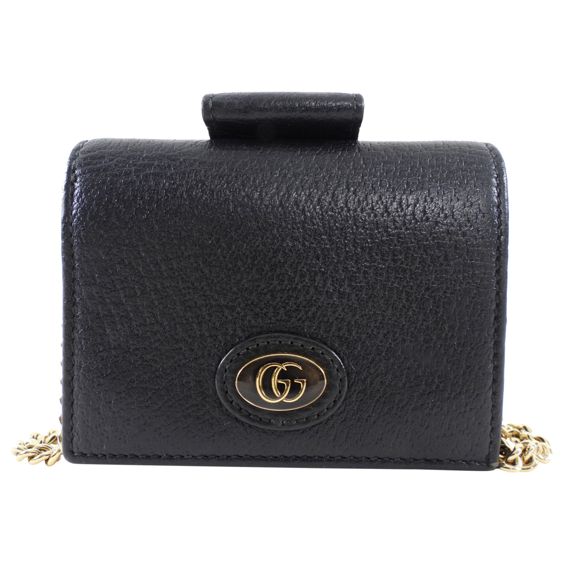 Gucci Black Leather Mini Compact Wallet on Chain