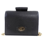 Gucci Black Leather Mini Compact Wallet on Chain