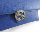 Gucci Interlocking GG Dark Blue Leather Wallet on Chain