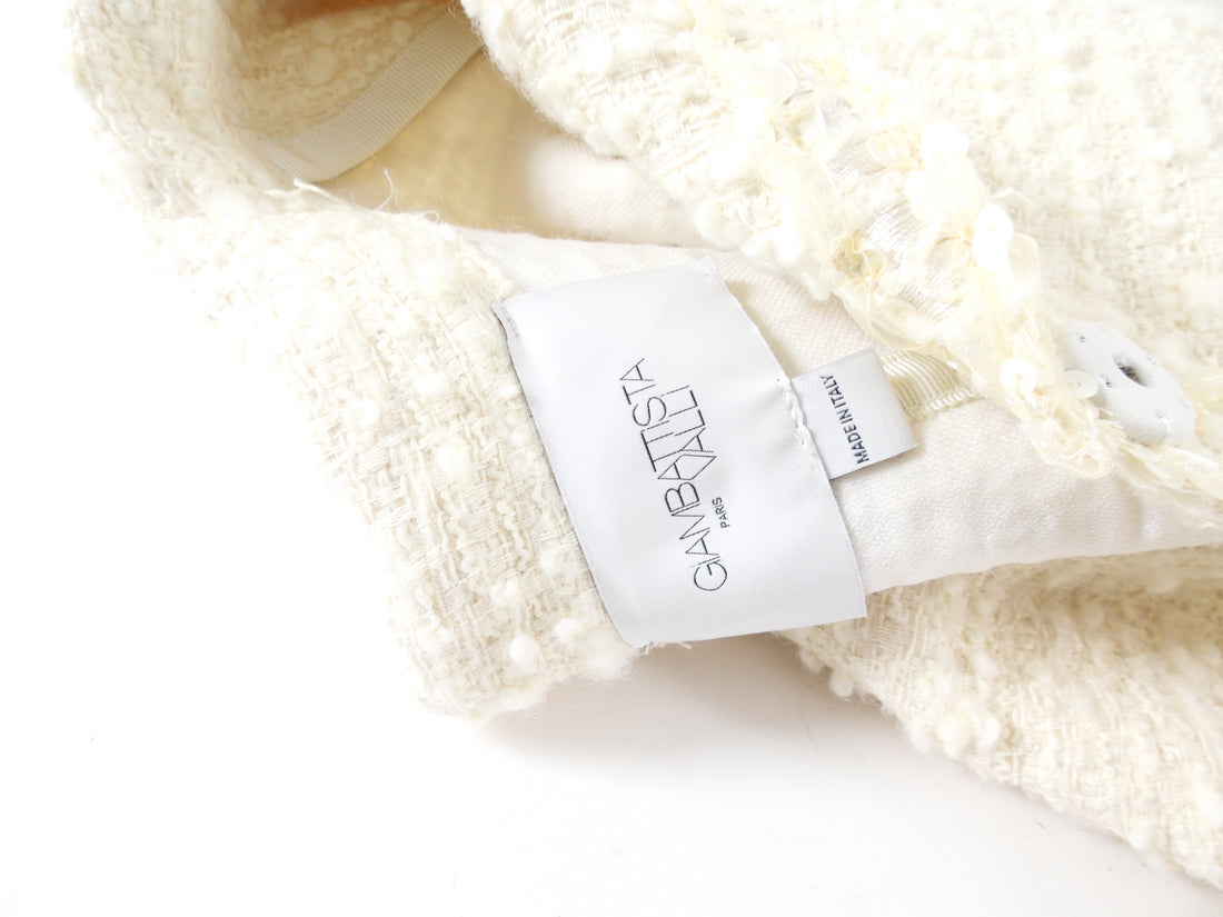 Giambattista Valli Ivory Tweed Sequin Coat - IT44 / M / 8