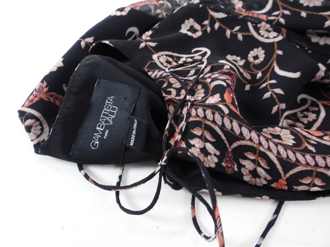 Giambattista Valli Black and Red Paisley Chiffon Print Dress - IT44 / M