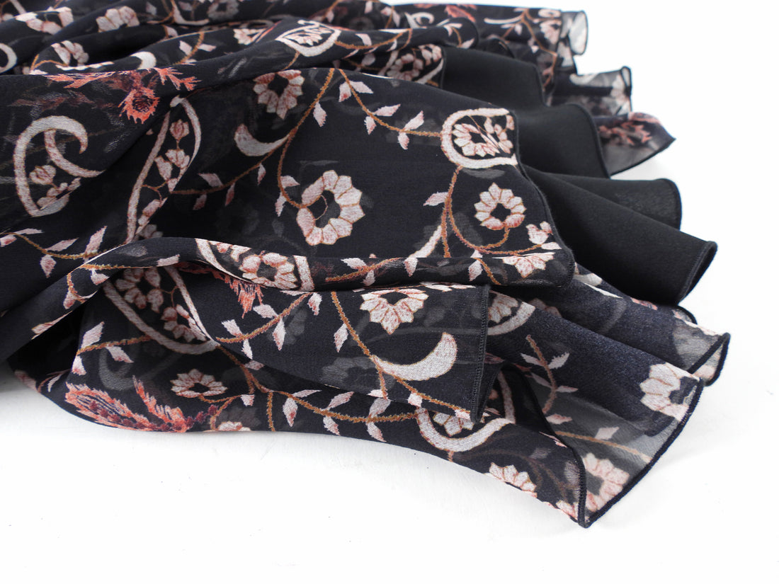 Giambattista Valli Black and Red Paisley Chiffon Print Dress - IT44 / M