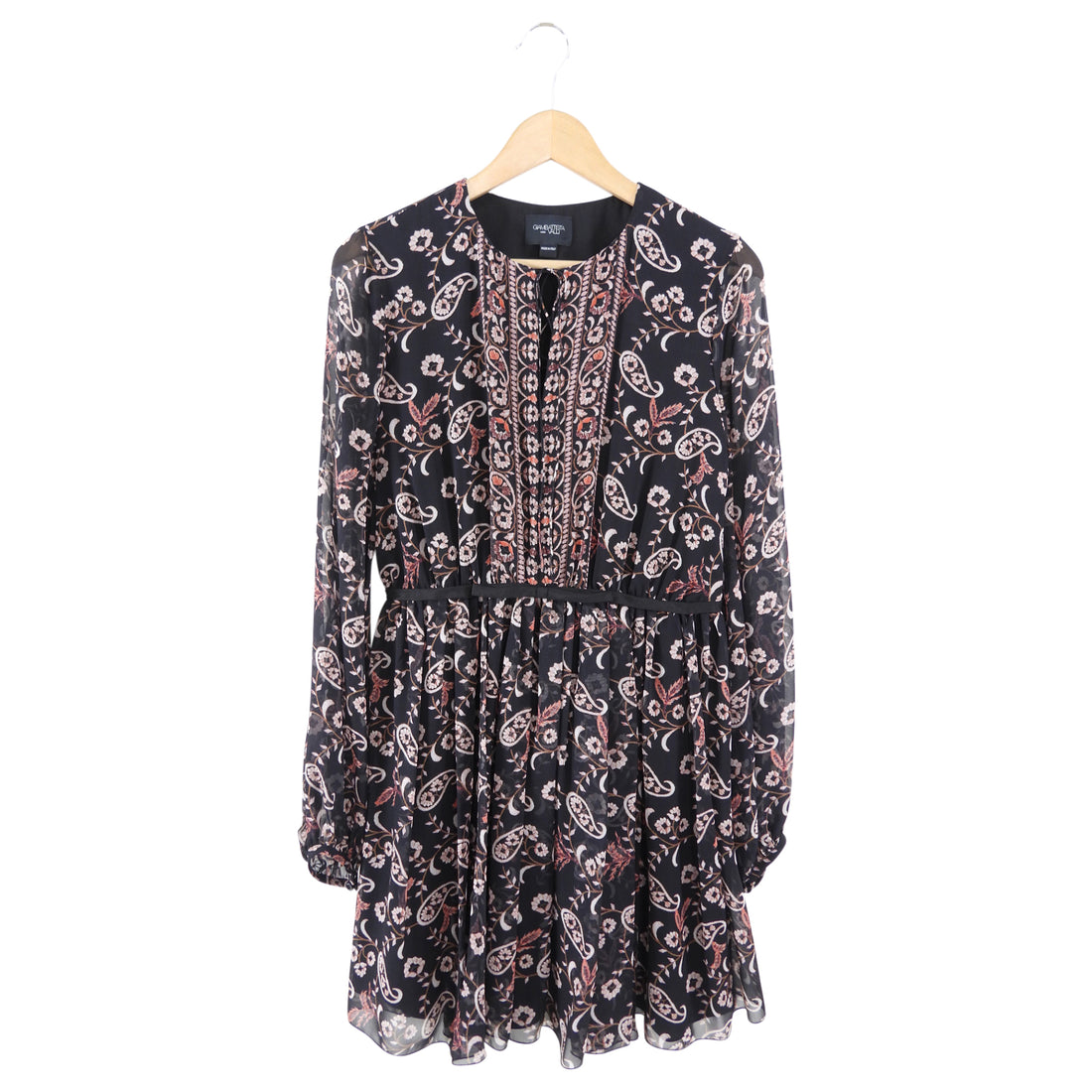 Giambattista Valli Black and Red Paisley Chiffon Print Dress - IT44 / M