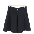 Giambattista Valli Black Crepe A-line Skirt with Crystal Button - IT 44 / M