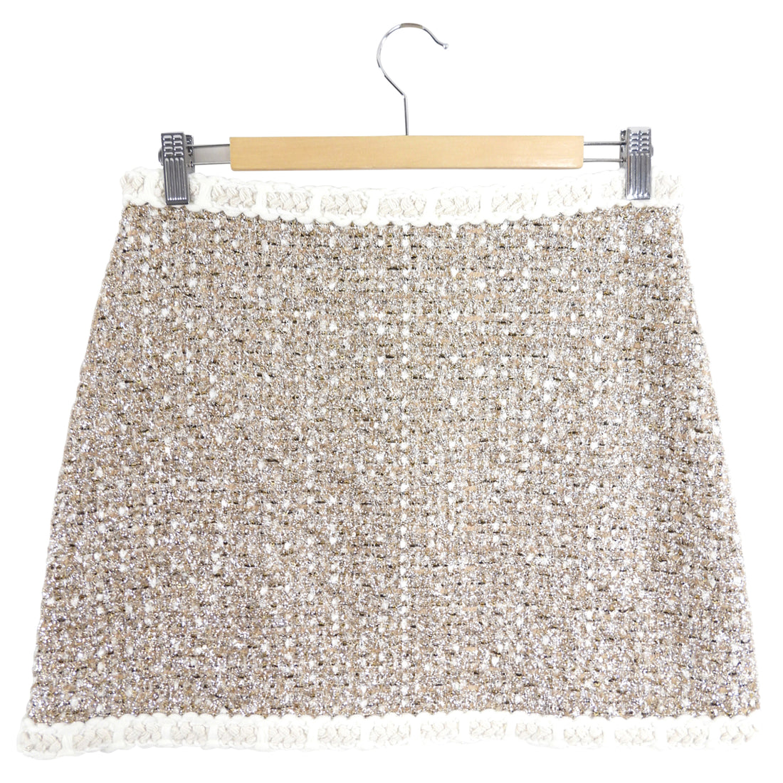 Giambattista Valli Gold and Silver Metallic Tinsel Tweed Skirt Suit - S / M