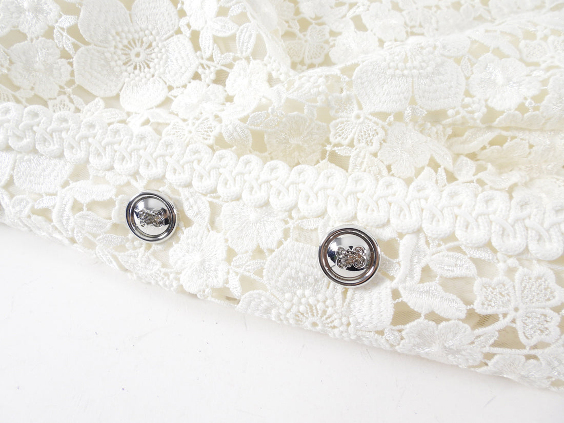 Giambattista Valli White Guipure Floral Lace Dress Coat - IT44 / 8