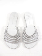 Giuseppe Zanotti Silver Crystal Embellished Flat Sandals - 37