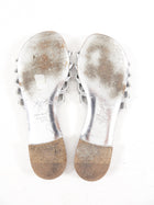 Giuseppe Zanotti Silver Crystal Embellished Flat Sandals - 37