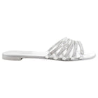 Giuseppe Zanotti Silver Crystal Embellished Flat Sandals - 37