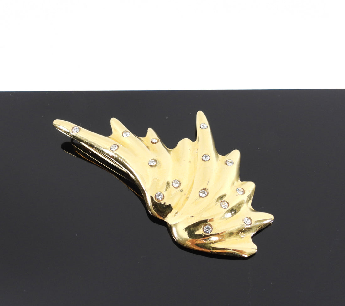 Mounser Goldtone and Crystal Wing Hair Clip