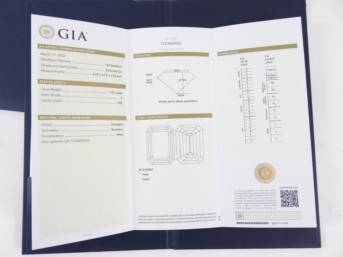 Harry Winston Platinum 1.01CT Emerald Cut Three Stone Diamond Engagement Ring