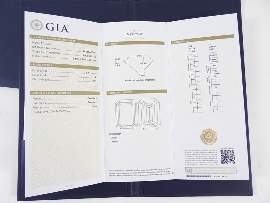 Harry Winston Platinum 1.01CT Emerald Cut Three Stone Diamond Engagement Ring