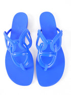 Hermes Blue Rubber Egerie Flat Sandals - 39 / 8.5