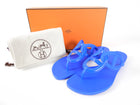 Hermes Blue Rubber Egerie Flat Sandals - 39 / 8.5