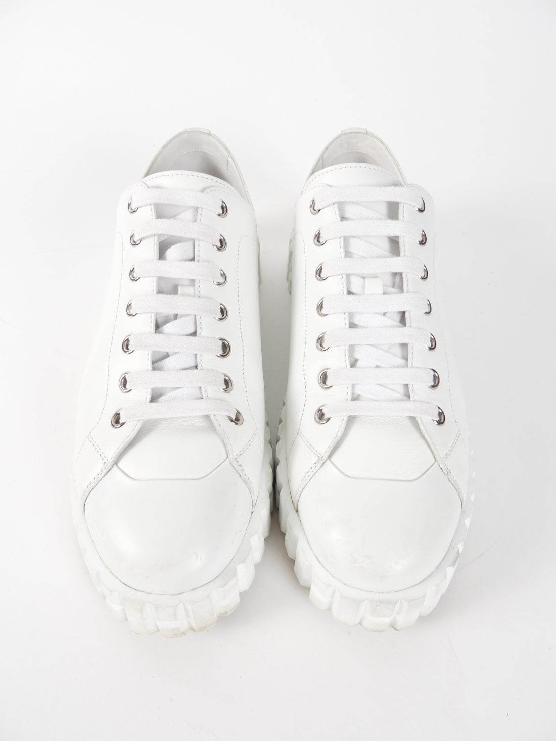 Hermes White Leather Cross Sneakers - 40