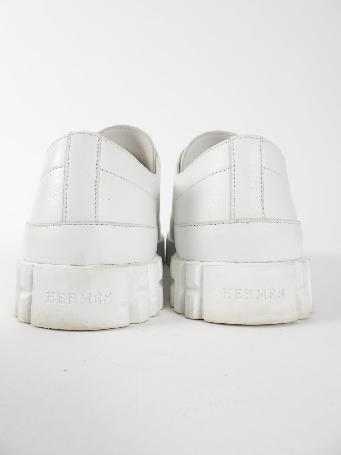 Hermes White Leather Cross Sneakers - 40