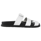 Hermes White Leather Chypre H Flat Sandals - 40 / 9