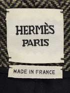 Hermes Brown Cashmere Herringbone Tweed Rib Knit Cuff Belted Jacket - F40