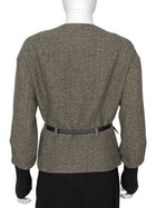 Hermes Brown Cashmere Herringbone Tweed Rib Knit Cuff Belted Jacket - F40