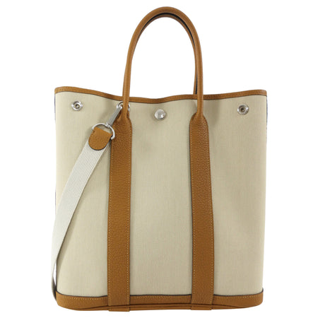Hermes Toile and Leather Garden File PM 28 Two-way Tote Bag