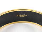 Hermes Black Gold Caleche Gold Enamel Bangle Bracelet PM