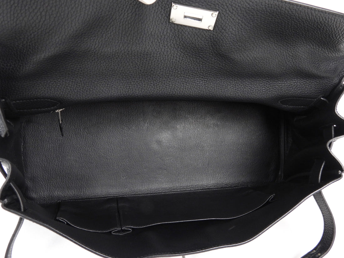 Hermes Black JPG Shoulder Kelly 42 Noir Black Clemence Bag PHW
