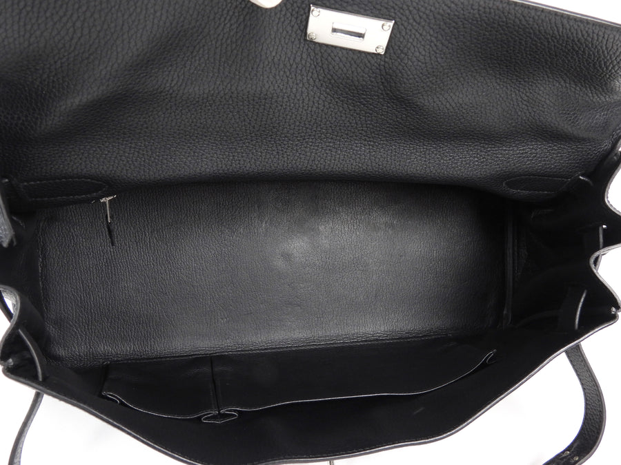 Hermes Black JPG Shoulder Kelly 42 Noir Black Clemence Bag PHW