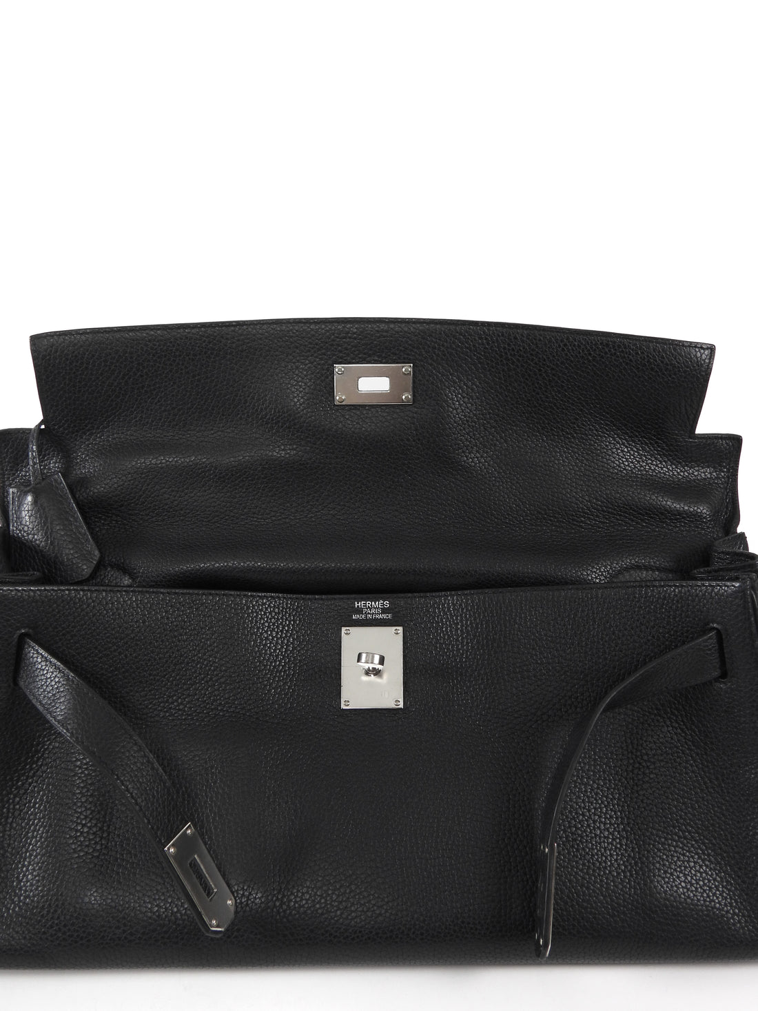 Hermes Black JPG Shoulder Kelly 42 Noir Black Clemence Bag PHW