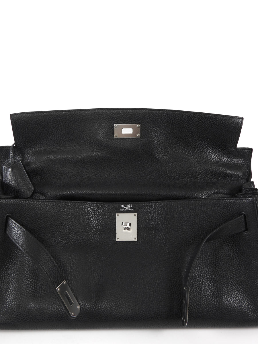 Hermes Black JPG Shoulder Kelly 42 Noir Black Clemence Bag PHW
