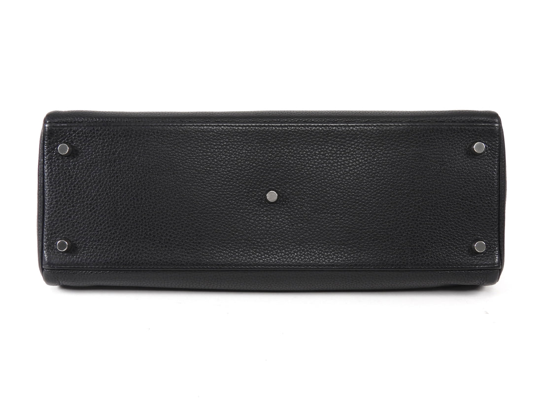 Hermes Black JPG Shoulder Kelly 42 Noir Black Clemence Bag PHW