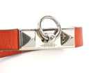 Hermes Red Rivale Mini Leather Bracelet PHW - XS