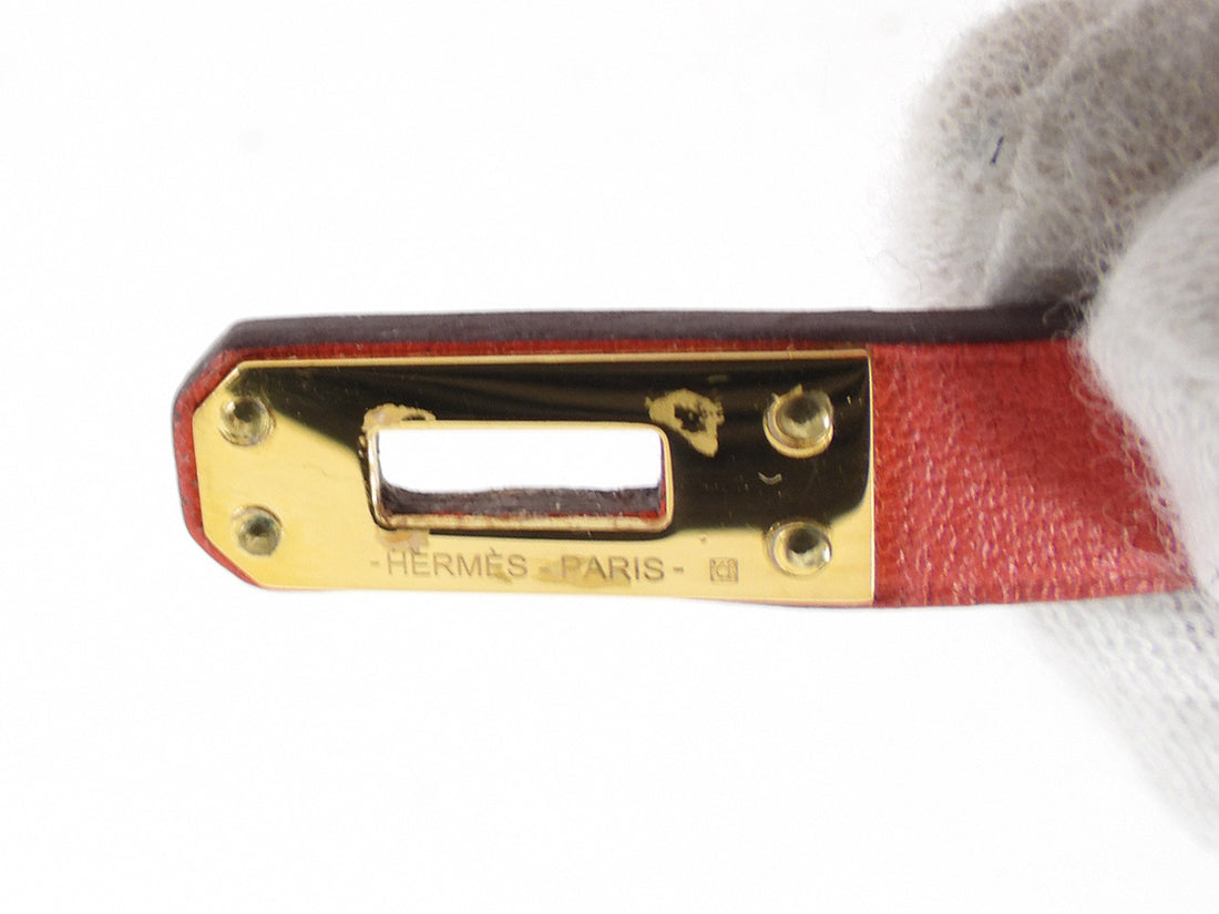 Hermes Red Leather Mini Kelly Double Tour Bracelet - T1 / Small