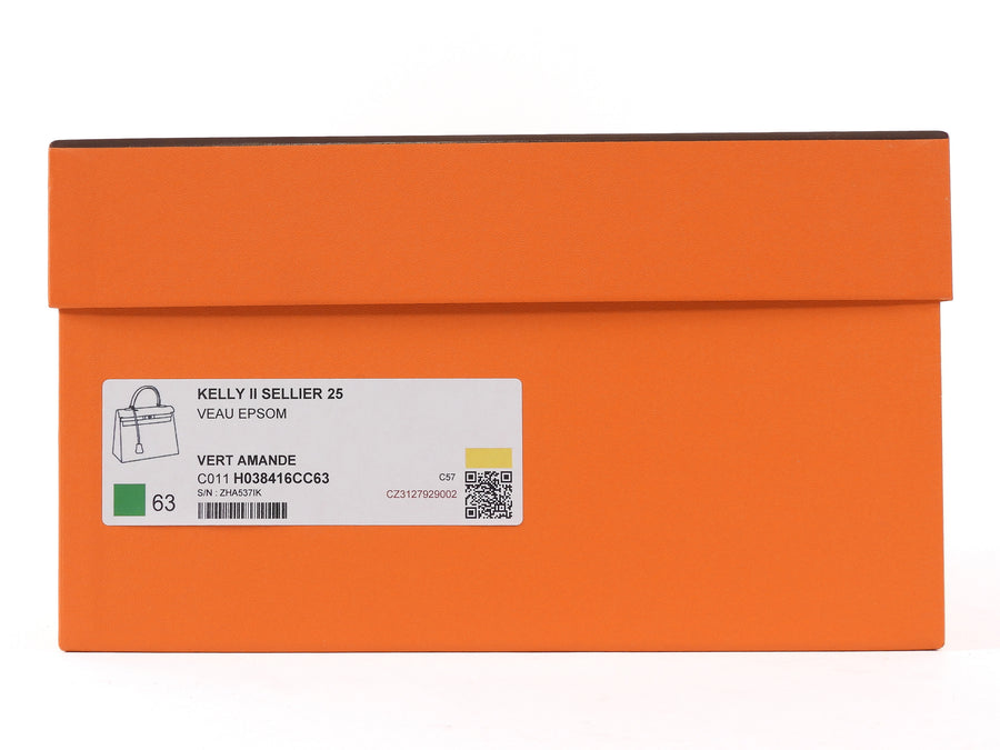 Hermes Vert Amande 2021 Kelly 25 Sellier Epsom Bag GHW