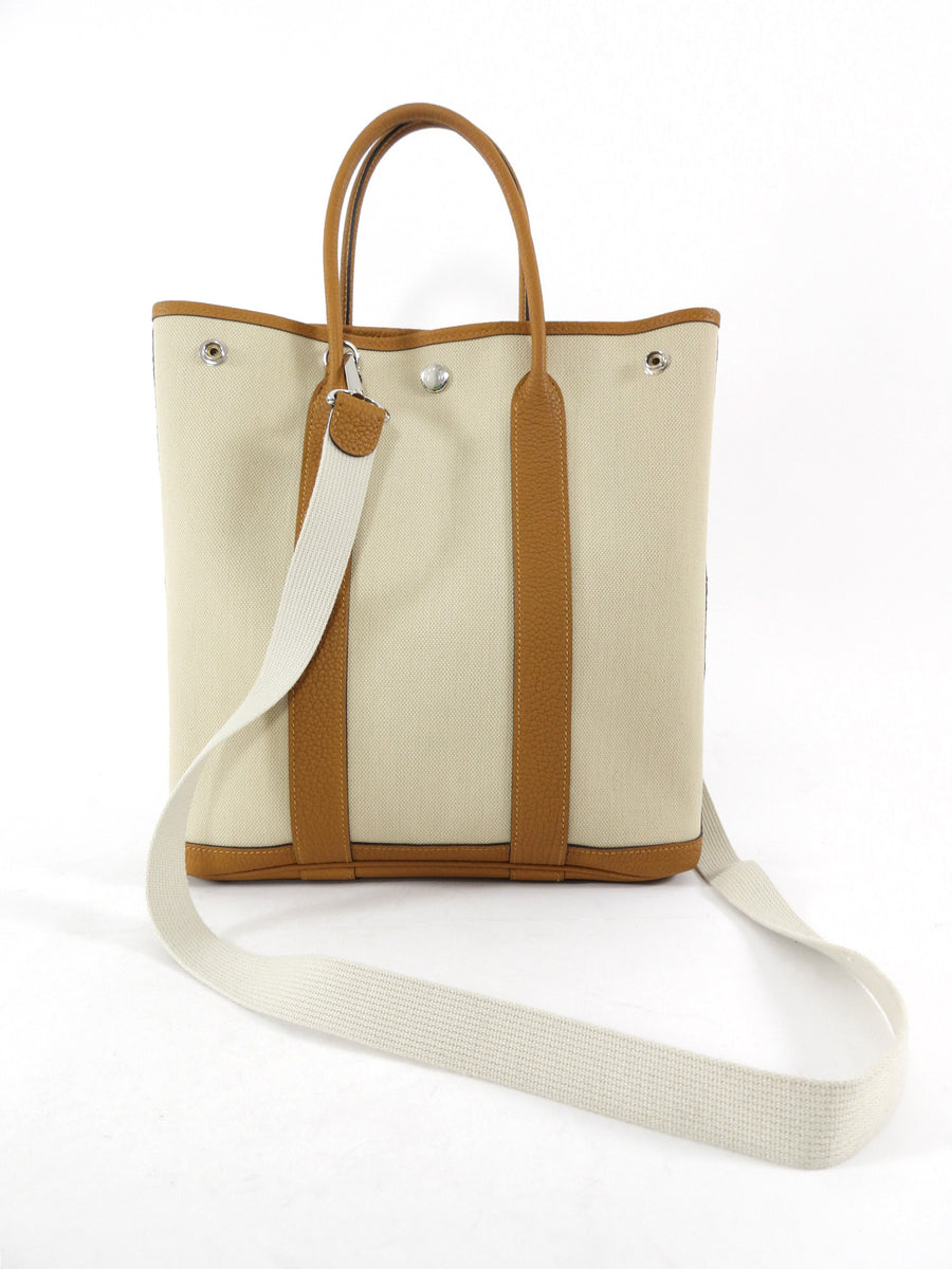 Hermes Toile and Leather Garden File PM 28 Two-way Tote Bag