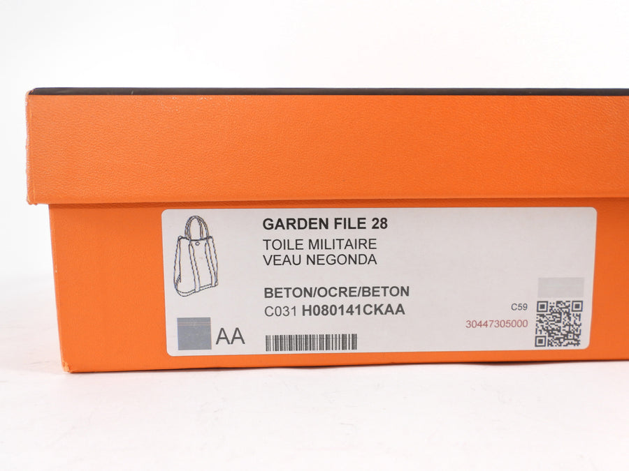 Hermes Toile and Leather Garden File PM 28 Two-way Tote Bag