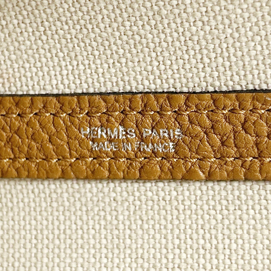 Hermes Toile and Leather Garden File PM 28 Two-way Tote Bag