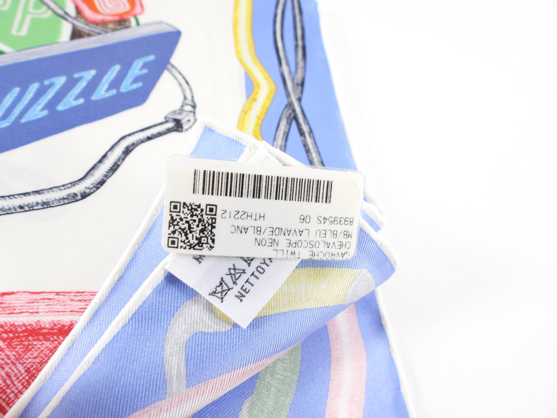 Hermes Silk 45cm Scarf Chevaloscope Blue Lavender White