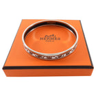 Hermes Balcons du Guadalquivir Grey White Enamel Narrow Bangle SHW