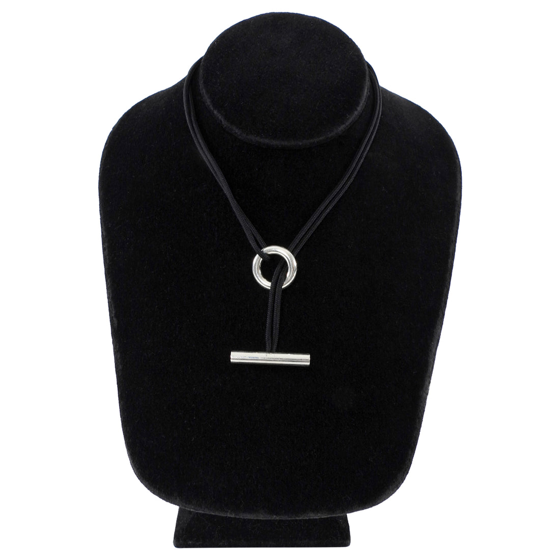 Hermes Vintage Sterling Silver Skipper Cord Toggle Choker Necklace