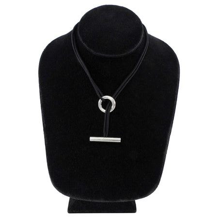 Hermes Vintage Sterling Silver Skipper Cord Toggle Choker Necklace