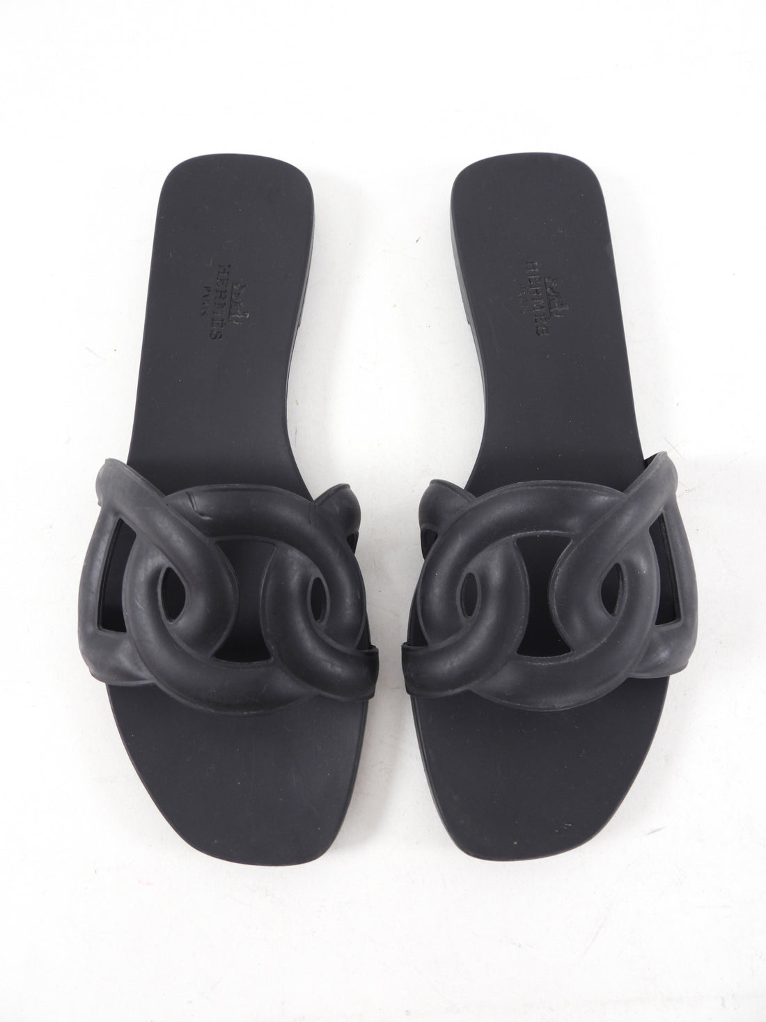 Hermes Black Rubber Aloha Sandal - 38 / 8