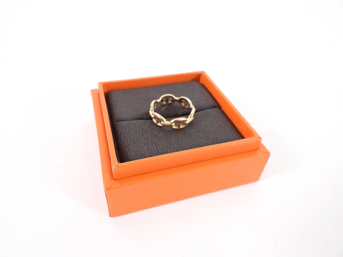 Hermes Rose Gold Chain D'Ancre Enchainee Ring - 53 / 6.5