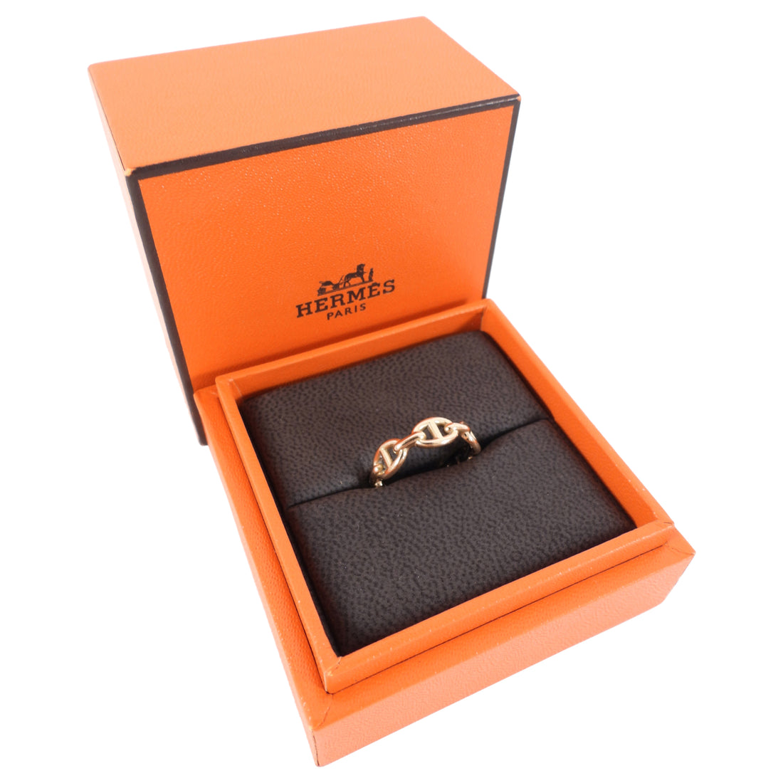 Hermes Rose Gold Chain D'Ancre Enchainee Ring - 53 / 6.5