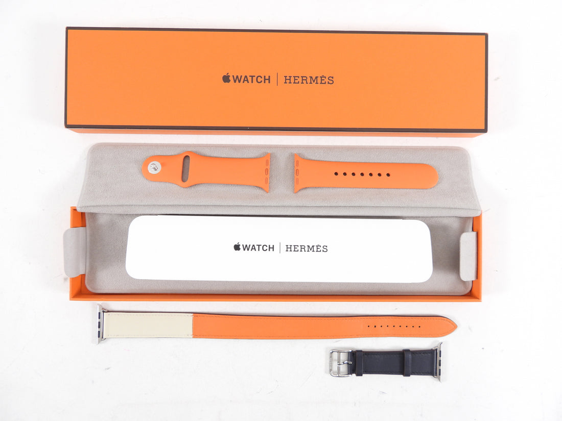 Hermes x Apple Watch 40mm Leather & Rubber 2 x Strap Band Set