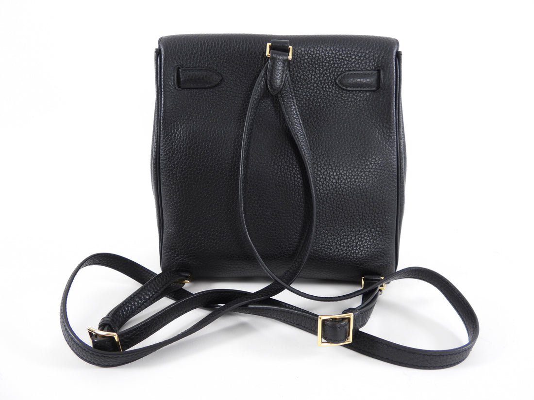 Hermes Black Clemence Noir GHW Sac a Dos Kelly Backpack Bag