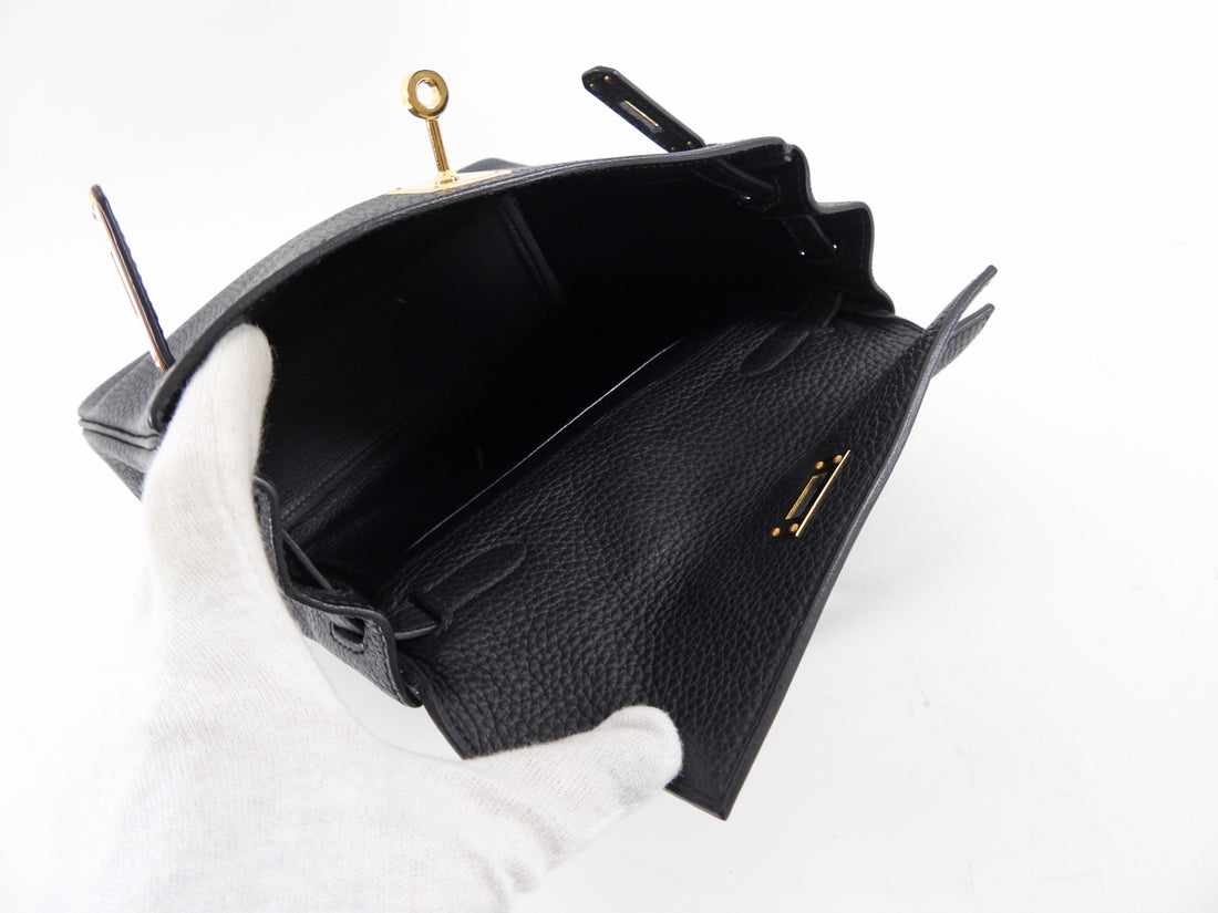 Hermes Black Clemence Noir GHW Sac a Dos Kelly Backpack Bag