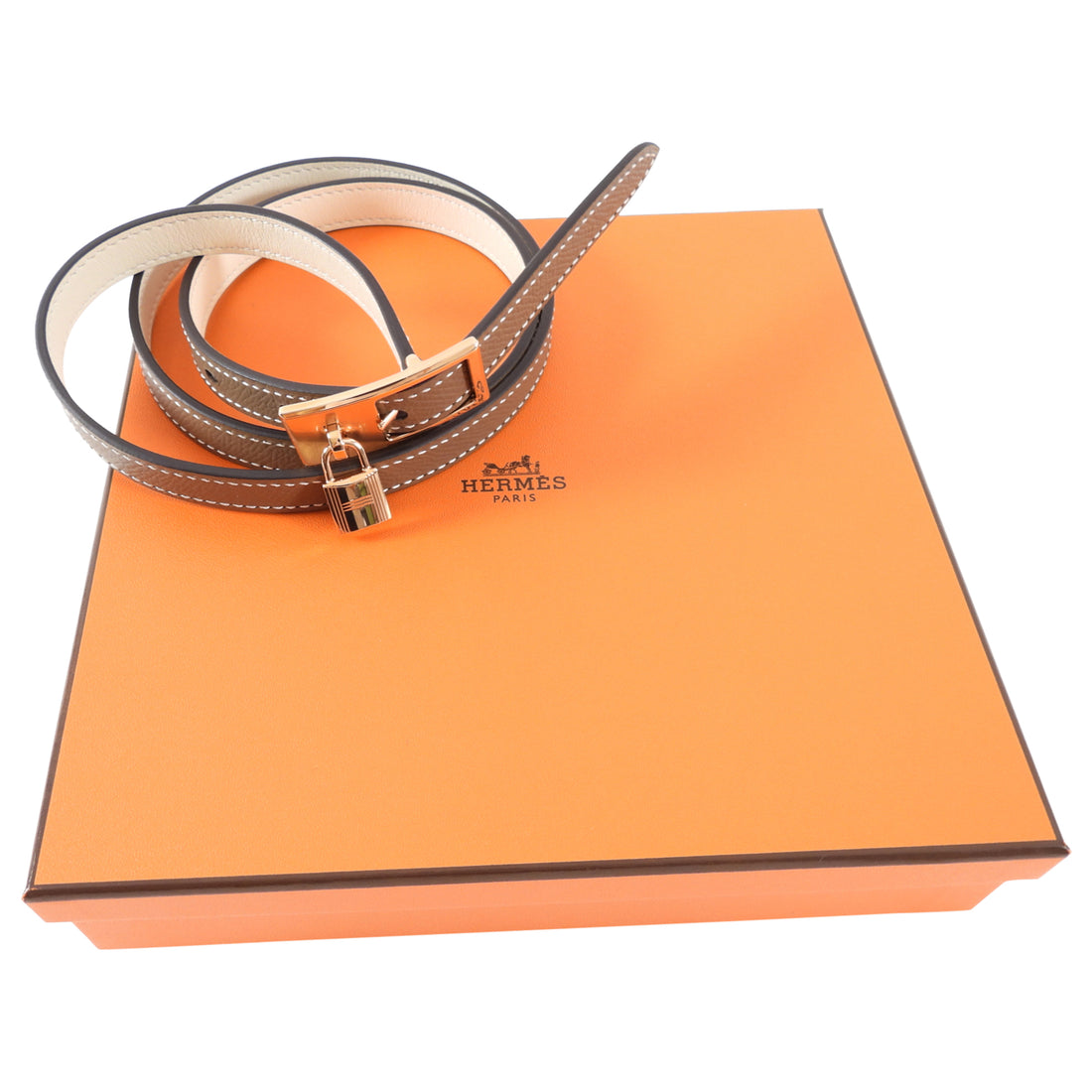 Hermes Lucky 15 Reversible Belt Etoupe / Nata - 85cm